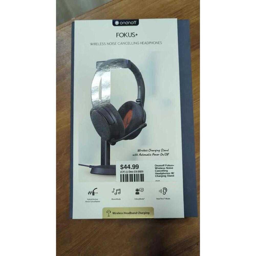 Onanoff Fokus+ Wireless Noise-Cancelling Headphones W/ Charging Stand